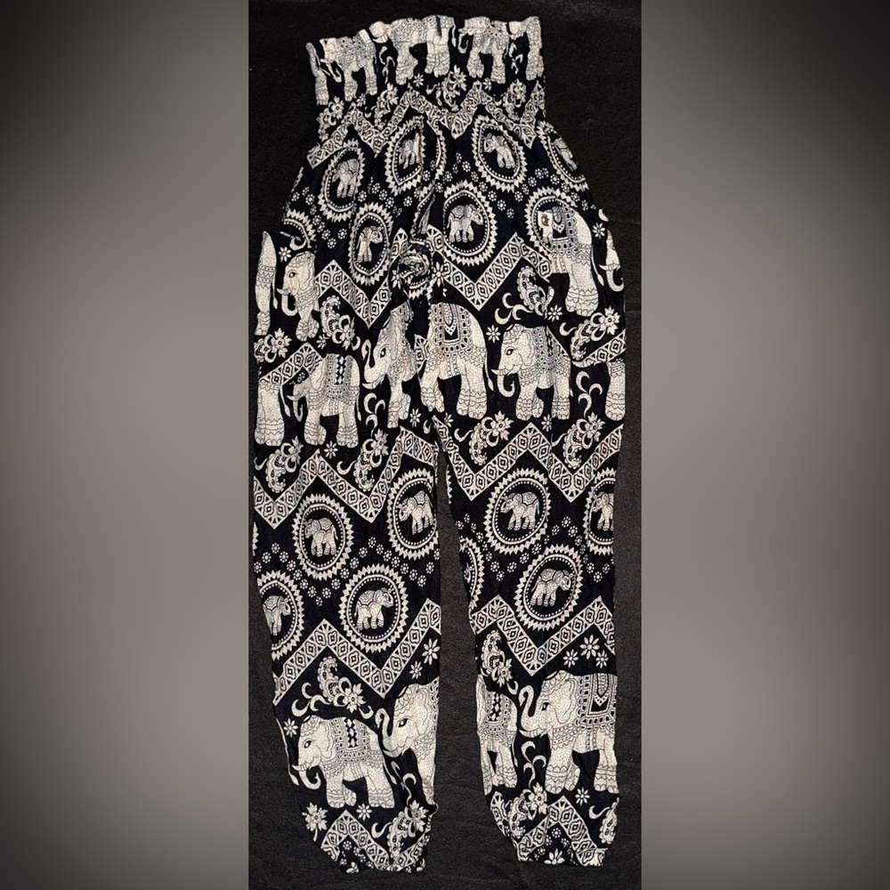 Black and White Elephant Print Trousers